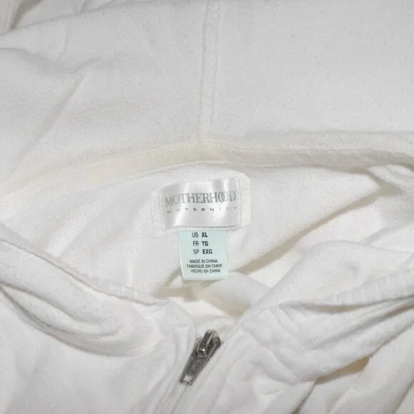 XL White Hoodie ¾ Sleeves Full Zipper No Pockets AUC Motherhood Maternity Womens - Picture 5 of 6